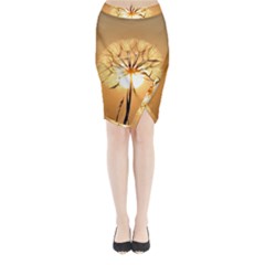 Dandelion Sun Dew Water Plants Midi Wrap Pencil Skirt