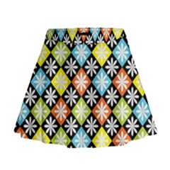 Diamonds Argyle Pattern Mini Flare Skirt