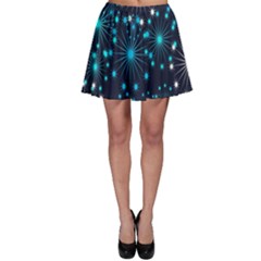 Digitally Created Snowflake Pattern Skater Skirt by Nexatart