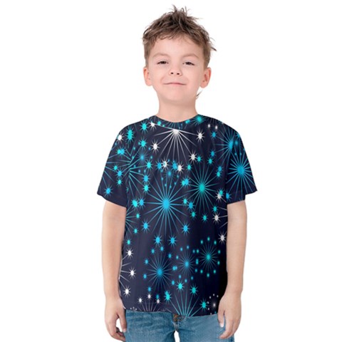 Digitally Created Snowflake Pattern Kids  Cotton Tee by Nexatart