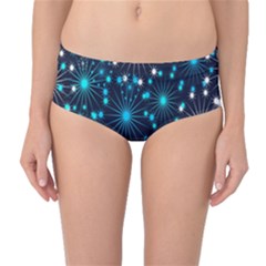 Digitally Created Snowflake Pattern Mid-waist Bikini Bottoms