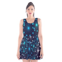 Digitally Created Snowflake Pattern Scoop Neck Skater Dress by Nexatart