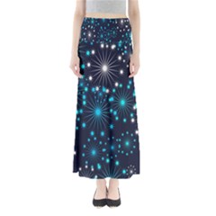 Digitally Created Snowflake Pattern Maxi Skirts by Nexatart