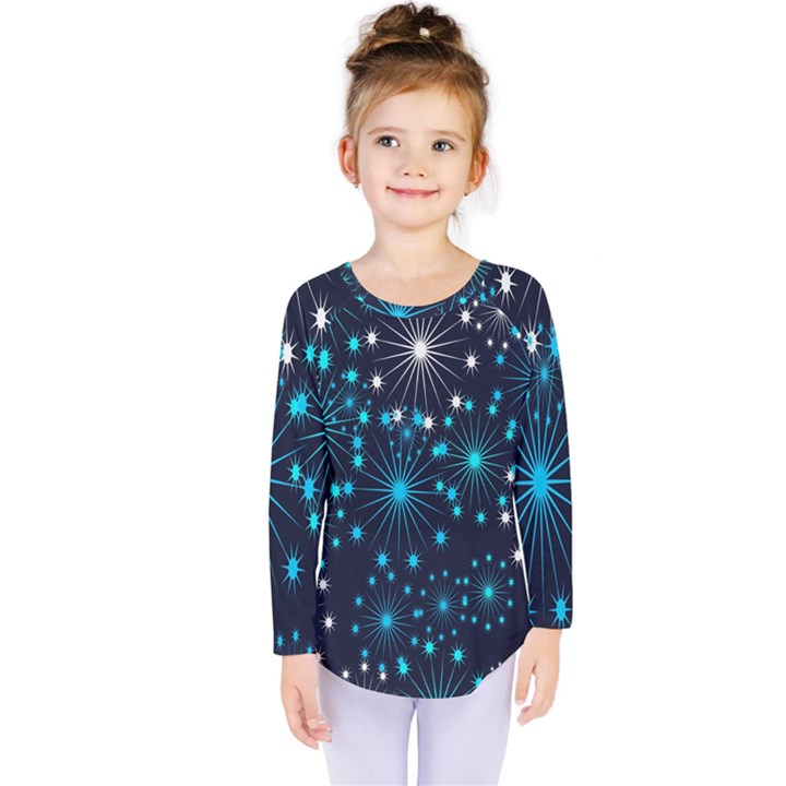 Digitally Created Snowflake Pattern Kids  Long Sleeve Tee