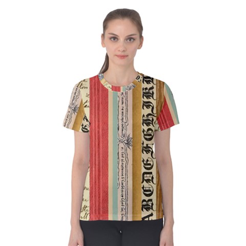 Digitally Created Collage Pattern Made Up Of Patterned Stripes Women s Cotton Tee by Nexatart