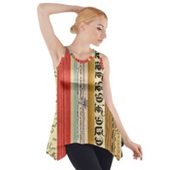 Digitally Created Collage Pattern Made Up Of Patterned Stripes Side Drop Tank Tunic