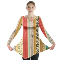 Digitally Created Collage Pattern Made Up Of Patterned Stripes Long Sleeve Tunic 