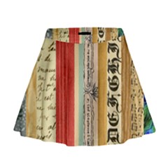 Digitally Created Collage Pattern Made Up Of Patterned Stripes Mini Flare Skirt