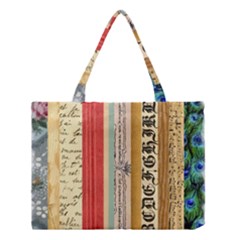 Digitally Created Collage Pattern Made Up Of Patterned Stripes Medium Tote Bag