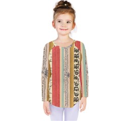 Digitally Created Collage Pattern Made Up Of Patterned Stripes Kids  Long Sleeve Tee