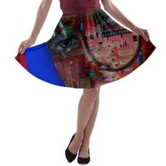 Display Dummy Binary Board Digital A-line Skater Skirt by Nexatart