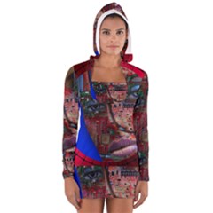 Display Dummy Binary Board Digital Women s Long Sleeve Hooded T-shirt