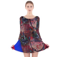 Display Dummy Binary Board Digital Long Sleeve Velvet Skater Dress by Nexatart