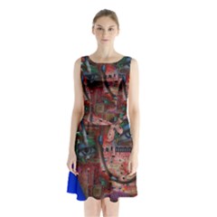 Display Dummy Binary Board Digital Sleeveless Chiffon Waist Tie Dress