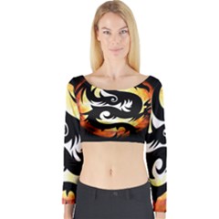 Dragon Fire Monster Creature Long Sleeve Crop Top by Nexatart