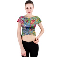 Dubai Abstract Art Crew Neck Crop Top by Nexatart