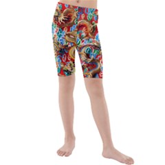 Dragons China Thailand Ornament Kids  Mid Length Swim Shorts by Nexatart