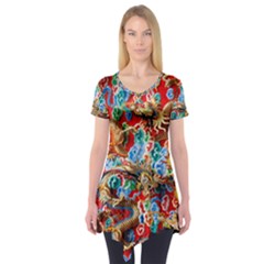 Dragons China Thailand Ornament Short Sleeve Tunic  by Nexatart