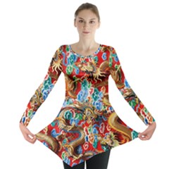 Dragons China Thailand Ornament Long Sleeve Tunic  by Nexatart