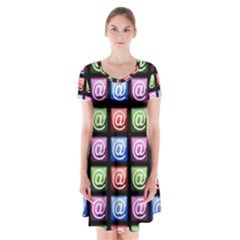 Email At Internet Computer Web Short Sleeve V-neck Flare Dress