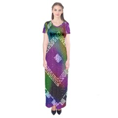 Embroidered Fabric Pattern Short Sleeve Maxi Dress by Nexatart