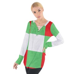 Fabric Christmas Colors Bright Women s Tie Up Tee by Nexatart