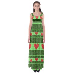 Fabric Christmas Hearts Texture Empire Waist Maxi Dress