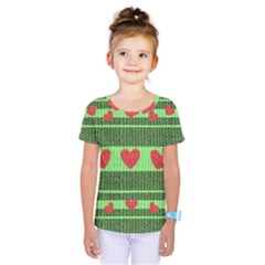 Fabric Christmas Hearts Texture Kids  One Piece Tee