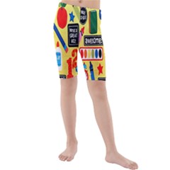 Fabric Cloth Textile Clothing Kids  Mid Length Swim Shorts