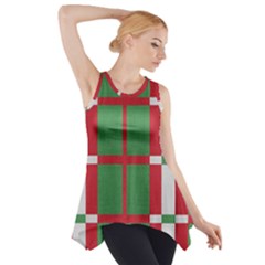 Fabric Green Grey Red Pattern Side Drop Tank Tunic by Nexatart