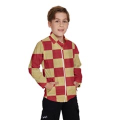 Fabric Geometric Red Gold Block Wind Breaker (kids) by Nexatart