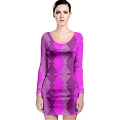 Fabric Textile Design Purple Pink Long Sleeve Bodycon Dress by Nexatart