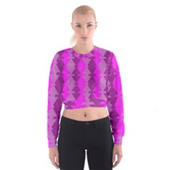 Fabric Textile Design Purple Pink Women s Cropped Sweatshirt by Nexatart