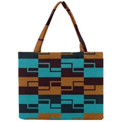 Fabric Textile Texture Gold Aqua Mini Tote Bag by Nexatart