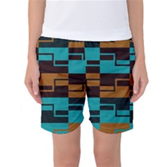 Fabric Textile Texture Gold Aqua Women s Basketball Shorts by Nexatart