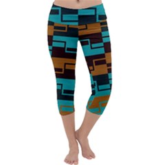 Fabric Textile Texture Gold Aqua Capri Yoga Leggings