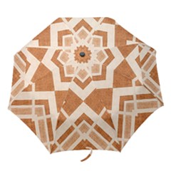 Fabric Textile Tan Beige Geometric Folding Umbrellas by Nexatart