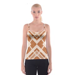 Fabric Textile Tan Beige Geometric Spaghetti Strap Top by Nexatart