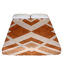 Fabric Textile Tan Beige Geometric Fitted Sheet (king Size)