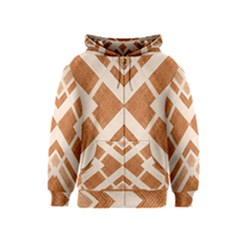 Fabric Textile Tan Beige Geometric Kids  Zipper Hoodie by Nexatart