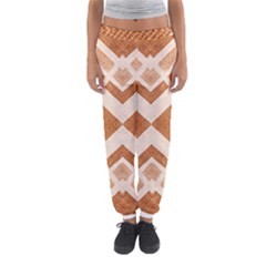 Fabric Textile Tan Beige Geometric Women s Jogger Sweatpants by Nexatart