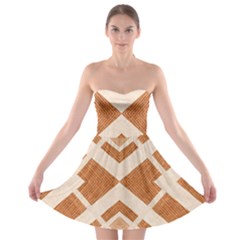 Fabric Textile Tan Beige Geometric Strapless Bra Top Dress by Nexatart