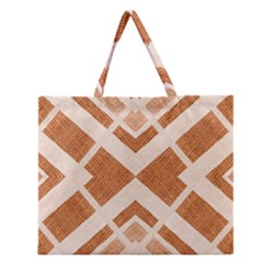 Fabric Textile Tan Beige Geometric Zipper Large Tote Bag by Nexatart