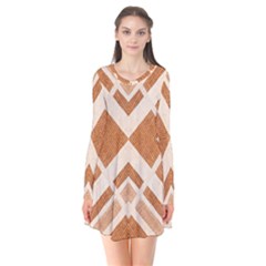 Fabric Textile Tan Beige Geometric Flare Dress