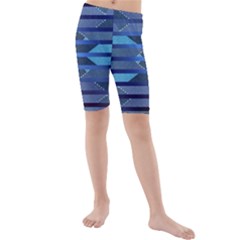 Fabric Texture Alternate Direction Kids  Mid Length Swim Shorts