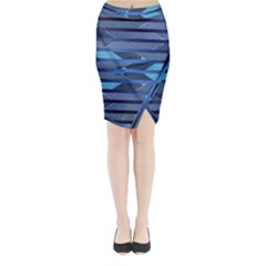 Fabric Texture Alternate Direction Midi Wrap Pencil Skirt