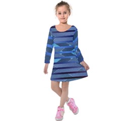 Fabric Texture Alternate Direction Kids  Long Sleeve Velvet Dress