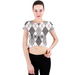 Fabric Texture Argyle Design Grey Crew Neck Crop Top by Nexatart