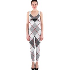 Fabric Texture Argyle Design Grey Onepiece Catsuit by Nexatart