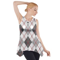 Fabric Texture Argyle Design Grey Side Drop Tank Tunic by Nexatart